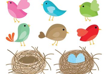 Birds In Nest Vector - vector gratuit #157637